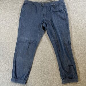 Armani‎ Exchange AX Jogger Pants Mens 40 Blue Chambray Drawstring Tapered Casual